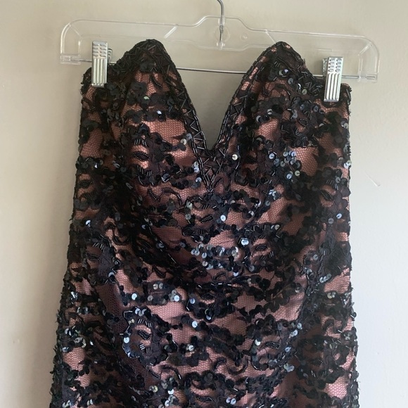 Lillie Rubin strapless Dress Black Brown lace 4 - Picture 3 of 9